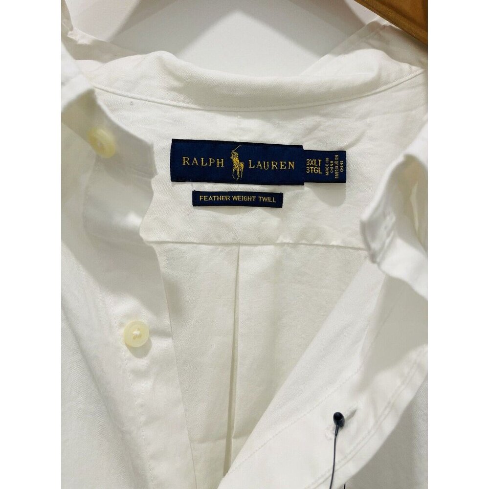 RALPH LAUREN White Feather Weight Twill Cotton Pony Long Sleeve Shirt 3XL $98.50 - Picture 4 of 6